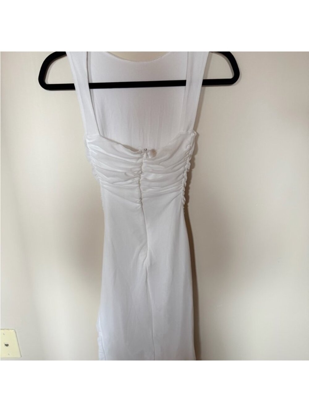 High neck ruched and ruffle y2K bodycon dress white XS - Picture 3 of 4